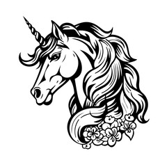 Obraz na płótnie Canvas Enchanting Unicorn Head Vector Illustration
