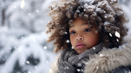 portrait of a boy in the park in winter