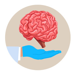 Human cerebrum. Human brain anatomy. Organs symbol. Medicine Design Background. Flat vector illustration