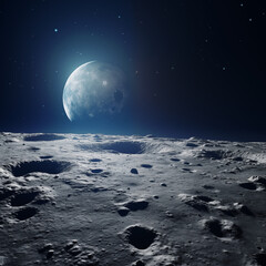 Moon view to earth.. AI generated