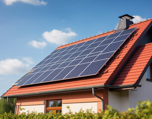 solar panels on roof. AI generated