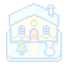 ピクセルアートなホリデーシーズンのお家★PNG