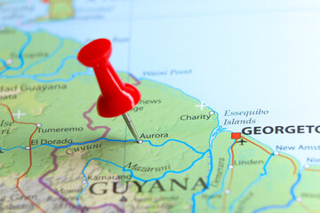 Aurora, Guyana pin on map