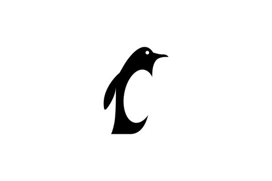 simple flat penguin icon illustration 