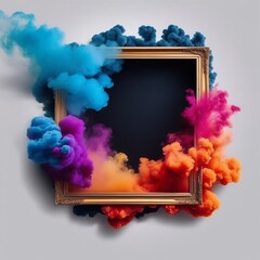 frame with smoke flowers and butterflies