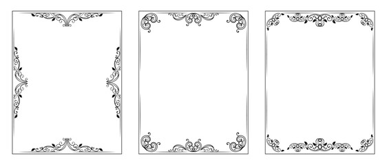 Calligraphic ornamental frame set collection