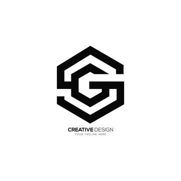 Letter Sg oe Gs hexagonal shape creative modern monogram logo