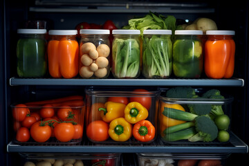 Vibrant and Wholesome Assortment of Fresh Vegetables Stored in a Well-Organized Refrigerator for Nutritious Meal Prep and Healthy Eating Habits