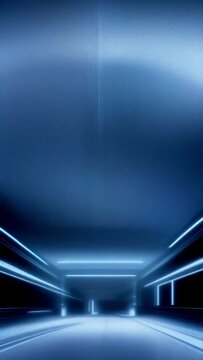 Futuristic glowing corridor white neon lights infinite loop