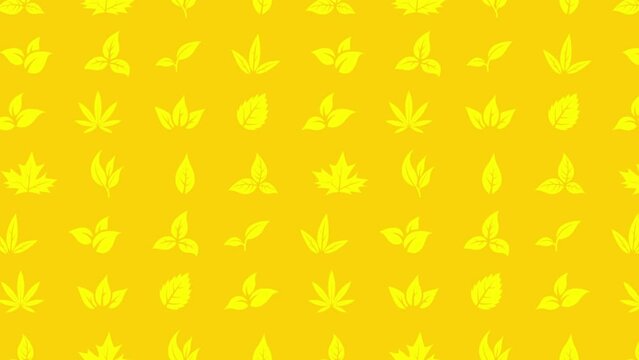 Moving Leaves Animation on a Yellow Background