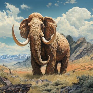 Wild Mammoth sky background wallpaper image AI generated art