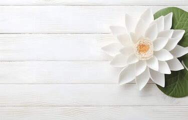 Obraz premium beautiful water lilly lotus flower on white wooden table