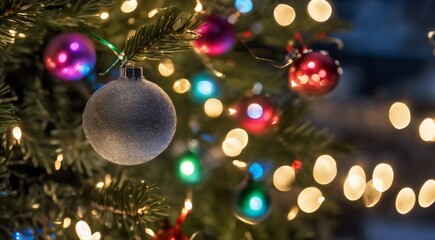 Obraz na płótnie Canvas christmas scene with christmas decorations, snow on the houses, christmas lights, christmas tree in the snow