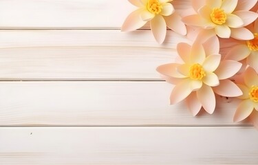 beautiful water lilly lotus flower on white wooden table