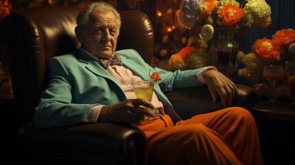 Obraz na płótnie Canvas Elderly man relaxing at home.