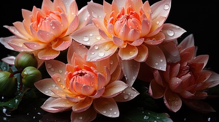 Beautiful lotus flower with water drops on the petals. Spa Concept. Springtime concept with copy space.