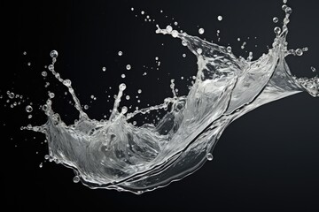  a black and white photo of water splashing off of a glass of water on a black background with a black background.