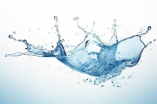  an image of a splash of water on a white and blue background with a splash of water on the bottom of the image.