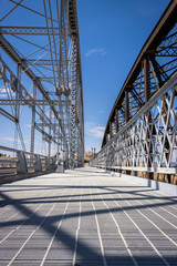 steel bridge over lake