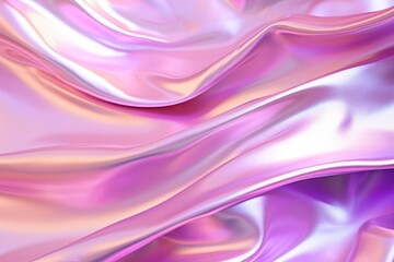Obraz premium Abstract Holographic Iridescent Flowing Metallic Pink Background With Waves