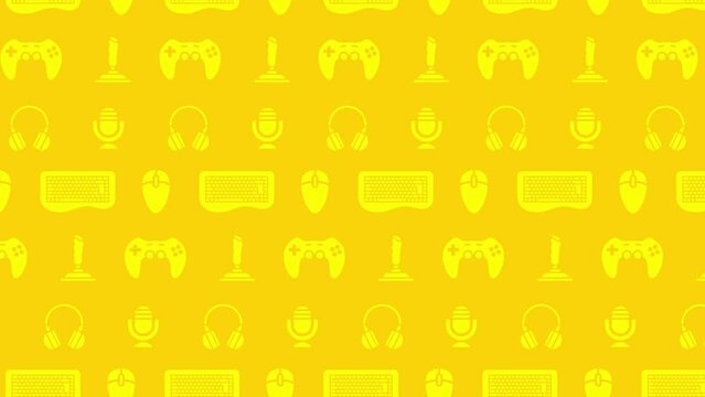 Moving Video Games Icons, Animated Yellow Background
