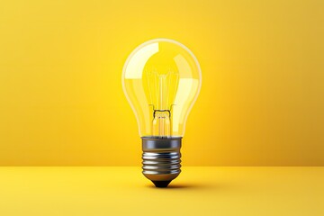  a light bulb on a yellow background with a shadow on the bottom of the light bulb and a shadow on the bottom of the light bulb.