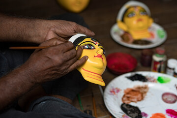making of the goddess durga idol for durga puja 