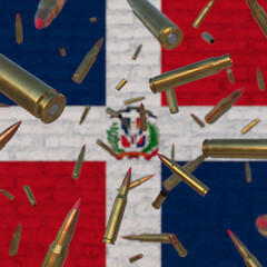 Falling Bullets in front of Dominican Republic flag