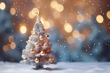 Festive Christmas Tree on Blurred Background Created with generative AI tools