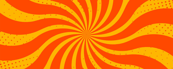 Retro background with curved rays or stripes in the center. Rotating spiral stripes. Sunburst or solar burst retro background. Vector illustration - obrazy, fototapety, plakaty