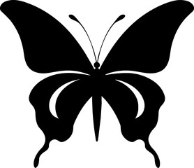 Silhouette butterfly illustration. Animal silhouette. Can be used for sticker and pattern designs. Cutout clip art of butterfly silhouette design.