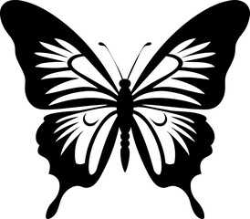 Fototapeta premium Silhouette butterfly illustration. Animal silhouette. Can be used for sticker and pattern designs. Cutout clip art of butterfly silhouette design.