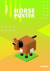 Poster with a horse for printing and design. Vector illustration. - obrazy, fototapety, plakaty