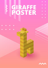 Giraffe poster for print and design. Vector illustration. - obrazy, fototapety, plakaty