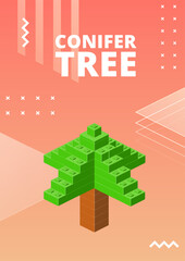Coniferous tree poster for print and design. Vector illustration. - obrazy, fototapety, plakaty