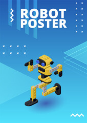Robot poster for print and design. Vector illustration.