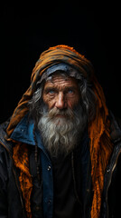 Intense Portrait: Old Age Reflected in the Wrinkles of Time