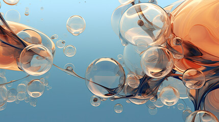 Abstract illustration of bubbles floating in liquid.