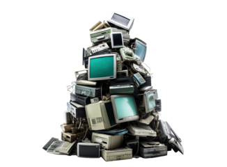 Pile of e-waste, cut out