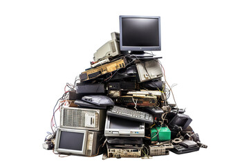 Pile of e-waste, cut out - obrazy, fototapety, plakaty