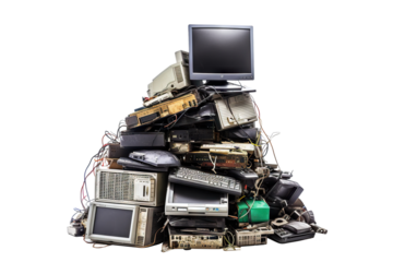 Pile of e-waste, cut out