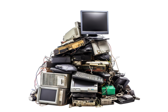 Pile of e-waste, cut out