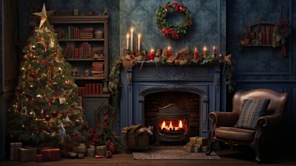 Luxury Premium Christmas Trees and Gift Boxes. AI Generative