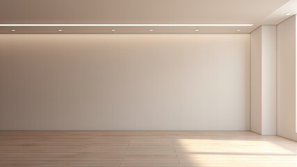  a minimalistic corridor with lights on a wall, empty hallway in office building, minimalist designs, white background, generative AI