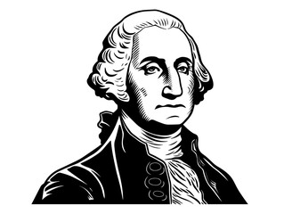A Black And White Drawing Of A Man - George Washington.