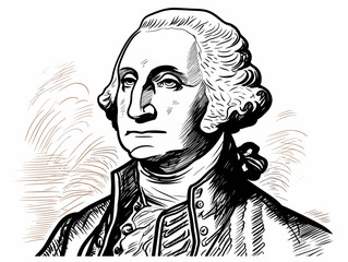 A Black And White Drawing Of A Man - George Washington.