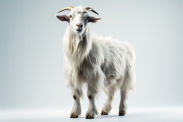 Alone goat on white background, generative