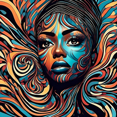 Abstract African woman's face