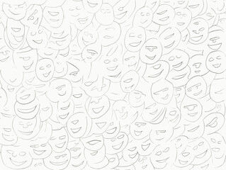 A Group Of Faces Drawn On A White Surface - happy Emojis different expressions in hand-drawn style