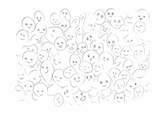 A Group Of People With Different Faces - happy Emojis different expressions in hand-drawn style